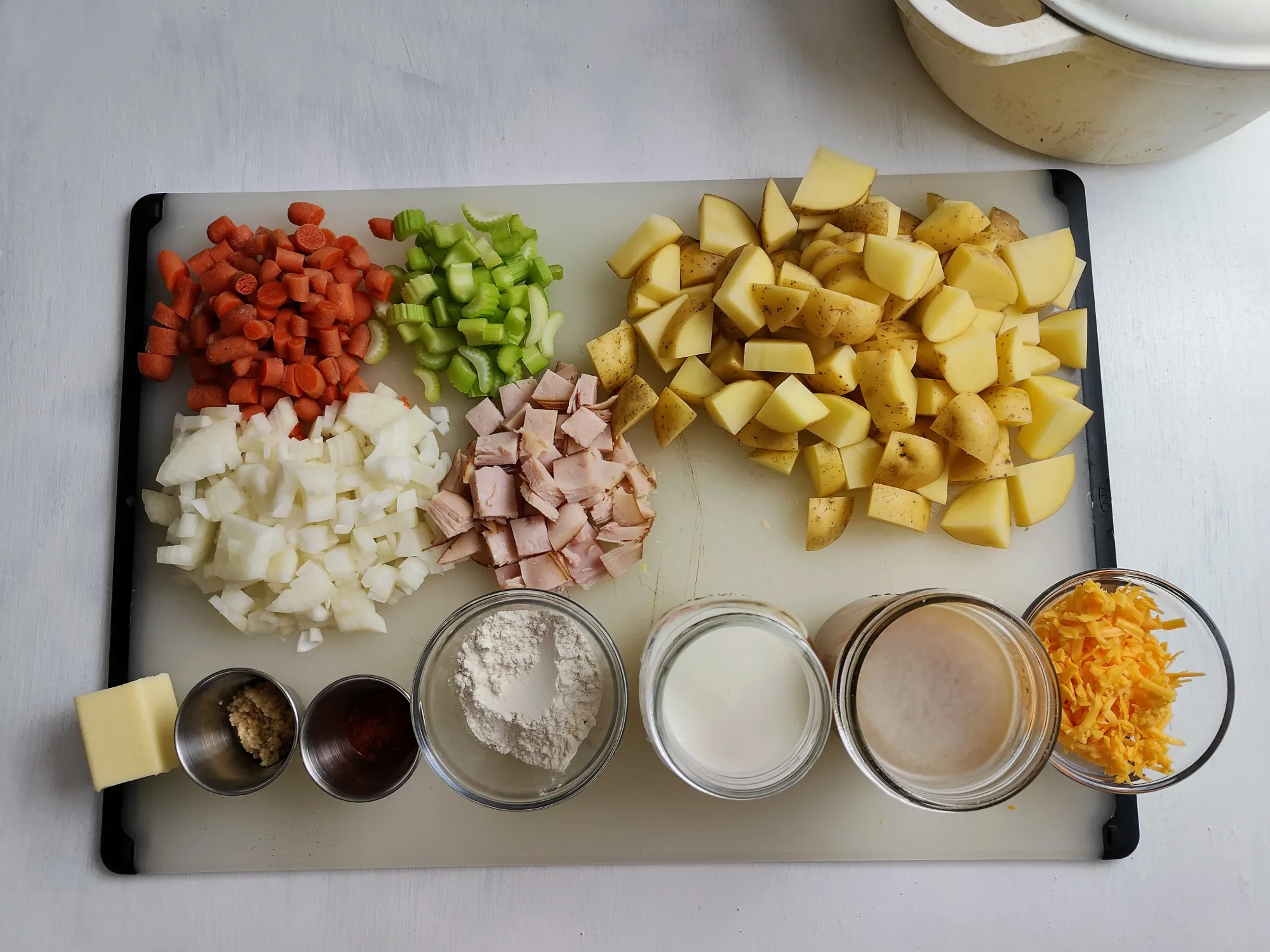 All of the ingredients on a cutting board